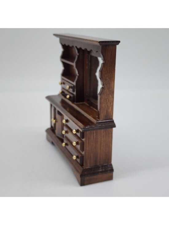 VTG Concord Miniatures Dollhouse Wooden China Cabinet Drawers & Mirror 1:1 Scale - Picture 8 of 10